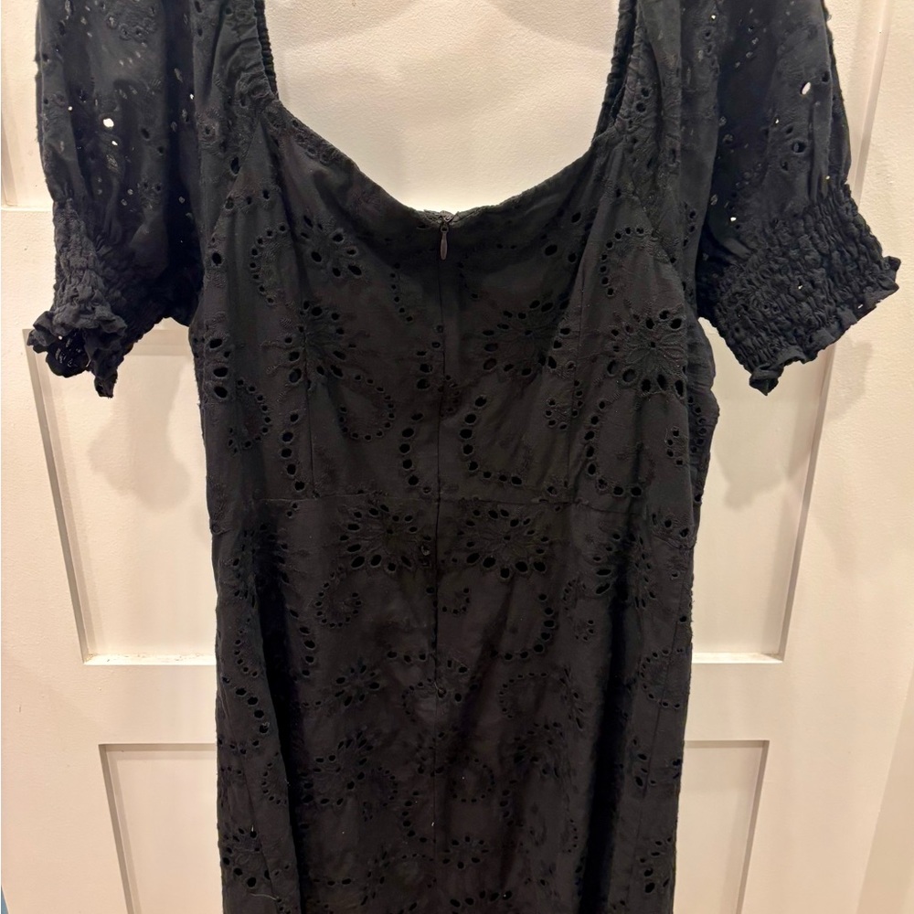 Avec Les Filles Anthropologie Black Eyelet Peasant Dress Size Large - Picture 7 of 10
